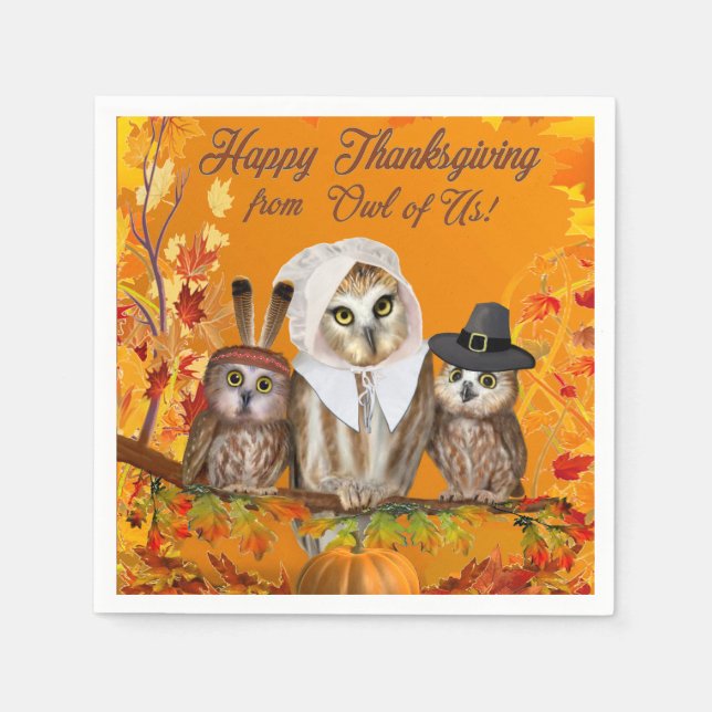 HAPPY THANKSGIVING FROM OWL OF US! NAPKIN (Front)