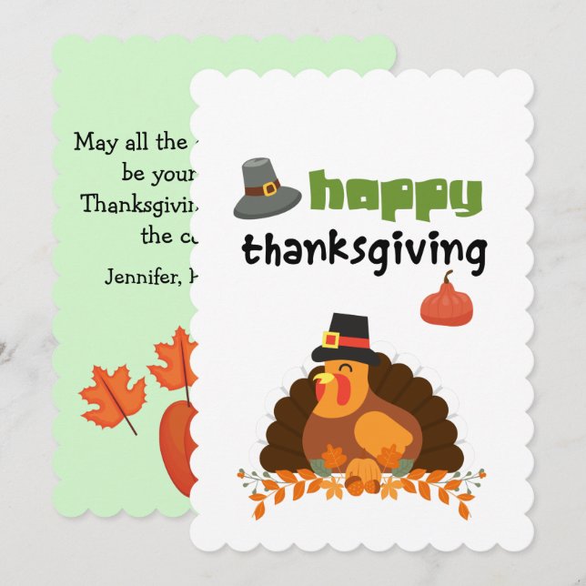 Happy Thanksgiving- Fun Turkey Card (Front/Back)