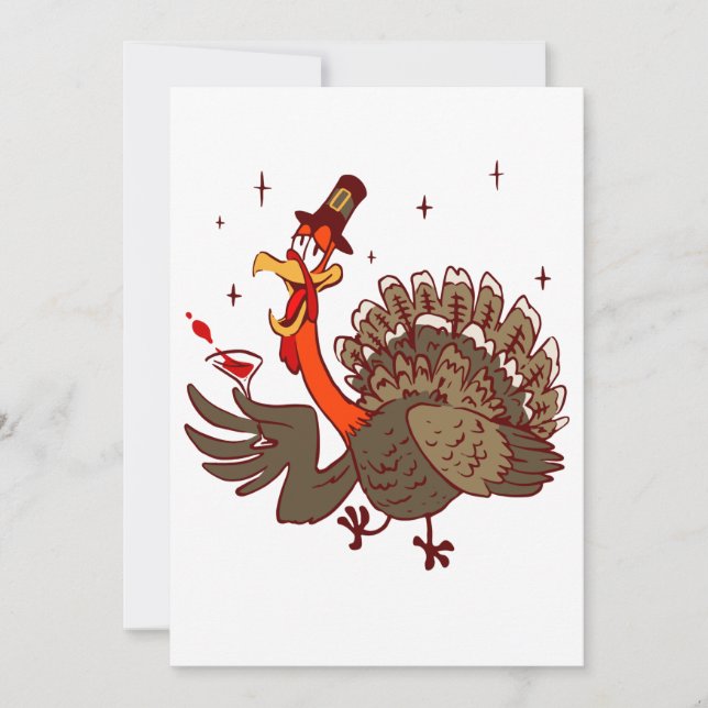 happy thanksgiving funny drunk turkey invitation (Front)