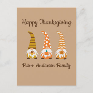 Happy Thanksgiving Funny Gnomes Holiday Card