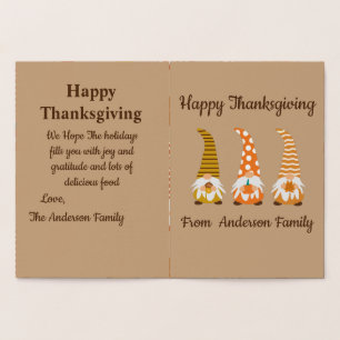 Happy Thanksgiving Funny Gnomes Holiday Card