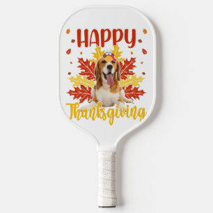 Happy Thanksgiving Funny Turkey Beagle Lover Pickleball Paddle
