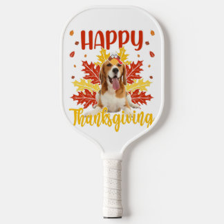 Happy Thanksgiving Funny Turkey Beagle Lover Pickleball Paddle