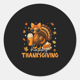 Happy Thanksgiving Funny Turkey Family Dinner Than Classic Round Sticker