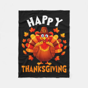 Happy Thanksgiving Funny Turkey Family Dinner Than Fleece Blanket