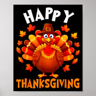 Happy Thanksgiving Funny Turkey Family Dinner Than Poster