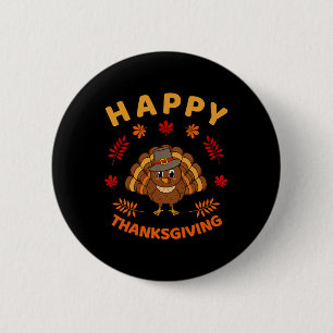 Happy Thanksgiving Funny Turkey Family Men Women 6 Cm Round Badge