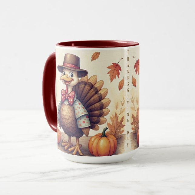 Happy Thanksgiving, Funny Turkey  Mug (Front Left)