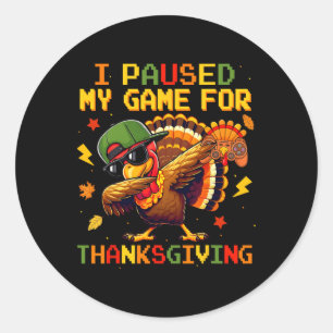 Happy Thanksgiving Gaming Dabbing Turkey Gamer Men Classic Round Sticker