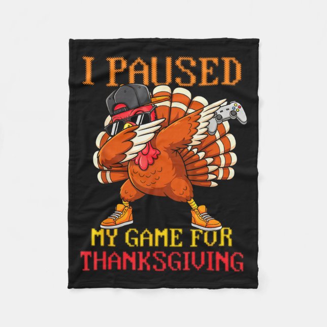 Happy Thanksgiving Gaming Fall Turkey Gamer Boys K Fleece Blanket (Front)