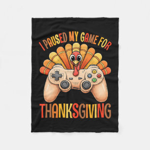 Happy Thanksgiving Gaming Fall Turkey Gamer Boys K Fleece Blanket