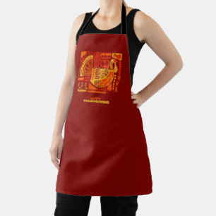 Happy Thanksgiving Geometric Abstract Orange Brown Apron