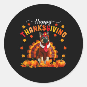 Happy Thanksgiving German Shepherd Cosplay Fall Tu Classic Round Sticker