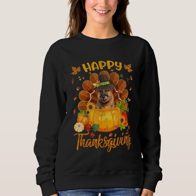 Happy Thanksgiving German Shepherd Dog Turkey Pump Sweatshirt (Front)