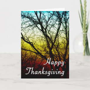happy thanksgiving ghost tree holiday card