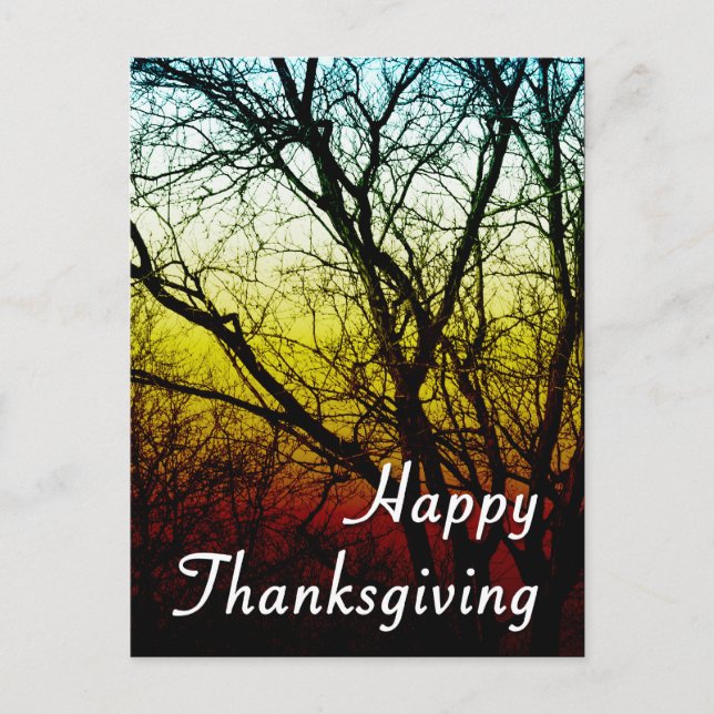 happy thanksgiving (ghost tree) holiday postcard (Front)