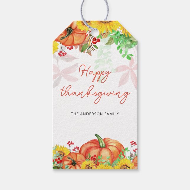 Happy Thanksgiving  Gift Tags (Front)