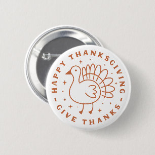 Happy thanksgiving give thanks cute turkey 6 cm round badge