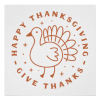 Happy thanksgiving give thanks cute turkey