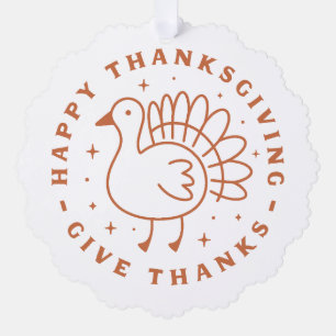 Happy thanksgiving give thanks cute turkey tree decoration card
