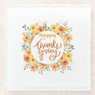 Happy Thanksgiving  Glass Coaster