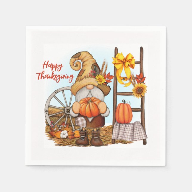 Happy Thanksgiving Gnome Napkin (Front)