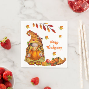 Happy Thanksgiving Gnome Napkin