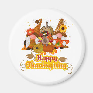 Happy Thanksgiving Gnome Trio Magnet