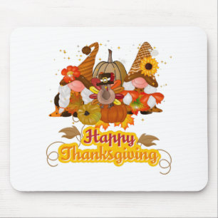 Happy Thanksgiving Gnome Trio Mouse Pad