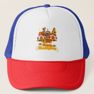 Happy Thanksgiving Gnome Trio Trucker Hat