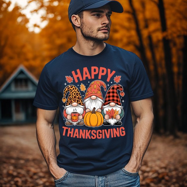 Happy Thanksgiving Gnomes Cute Coffee & Pumpkin T-Shirt (Creator Uploaded)