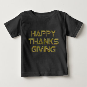 Happy Thanksgiving Gold Typography White Elegant Baby T-Shirt