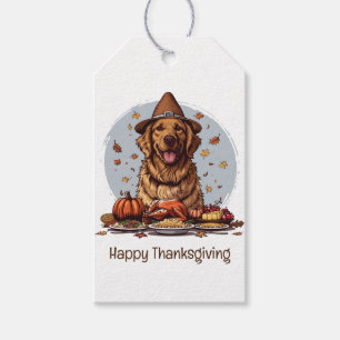 Happy Thanksgiving Golden Retriever Dog Gift Tags