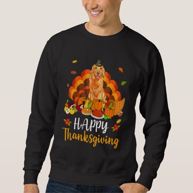 Happy Thanksgiving Golden Retriever Dog Turkey Pet Sweatshirt (Front)