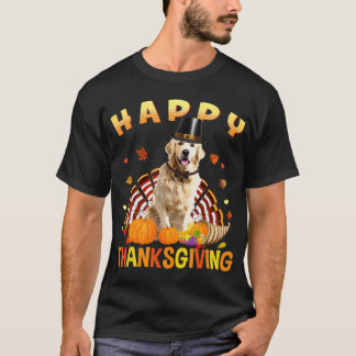 Happy Thanksgiving Golden Retriever Turkey Pilgrim T-Shirt