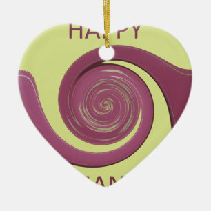 Happy Thanksgiving Golden Yellow whirl design.png Ceramic Ornament