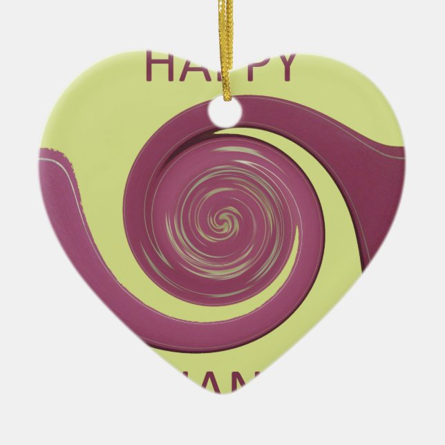 Happy Thanksgiving Golden Yellow whirl design.png Ceramic Ornament (Front)