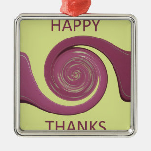 Happy Thanksgiving Golden Yellow whirl design.png Metal Ornament