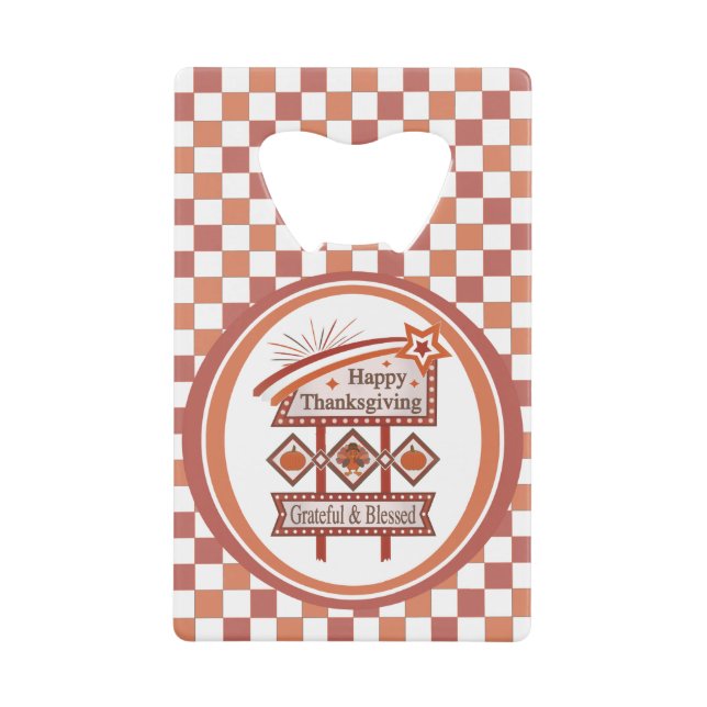Happy Thanksgiving Grateful & Blessed Retro Sign (Front)