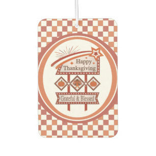 Happy Thanksgiving Grateful & Blessed Retro Sign Car Air Freshener