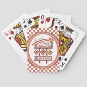 Happy Thanksgiving Grateful & Blessed Retro Sign Playing Cards