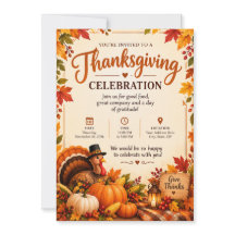 Happy Thanksgiving – Grateful invitation card 