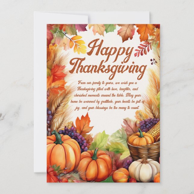 Happy Thanksgiving Greeting Holiday Card (Front)