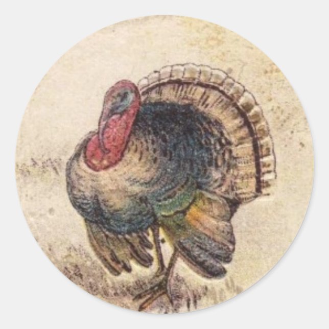 Happy Thanksgiving Greetings Classic Round Sticker (Front)