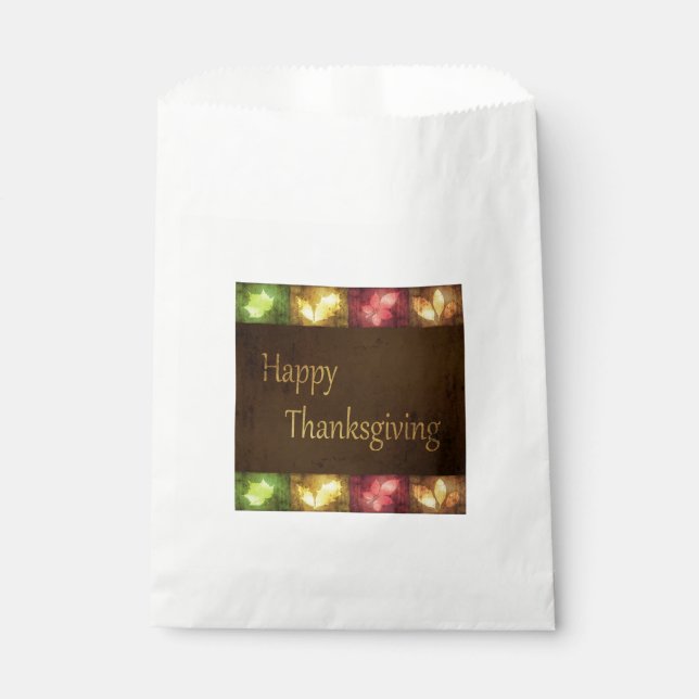 Happy Thanksgiving Grunge Leaves Favour Bag (Front)