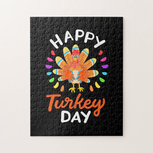Happy Thanksgiving Happy Turkey Day Jigsaw Puzzle (Vertical)