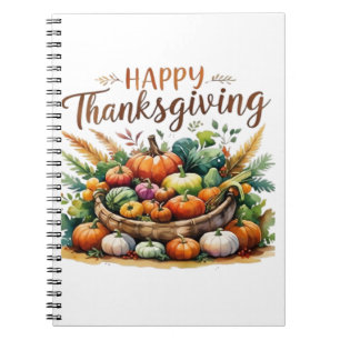 Happy Thanksgiving – Harvest Basket with Pumpkins  Notebook