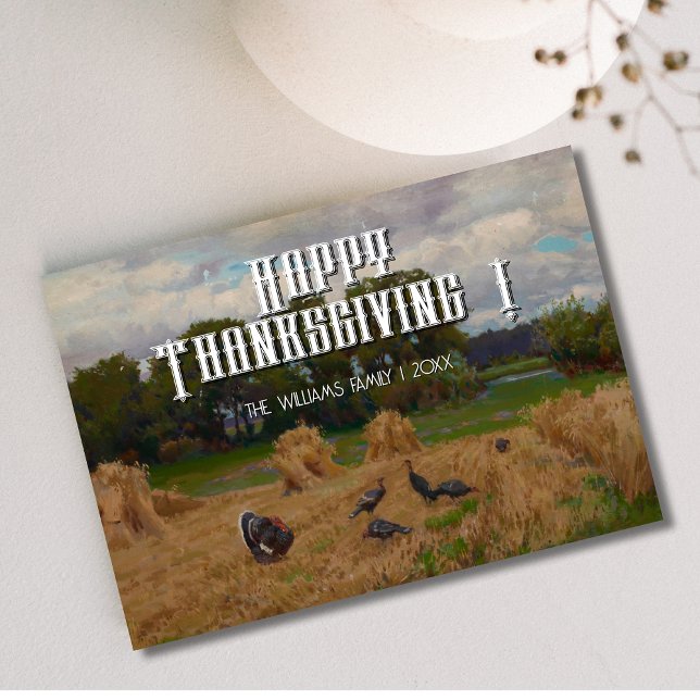 Happy Thanksgiving Harvest Card with Turkeys (Creator Uploaded)