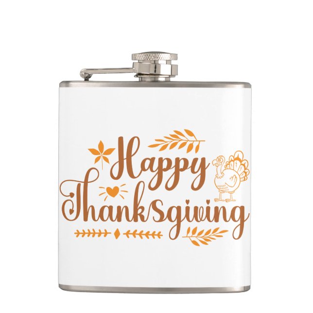 Happy Thanksgiving Hip Flask (Front)