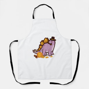 Happy Thanksgiving Holiday Cute Stegosaurus Dinosa Apron